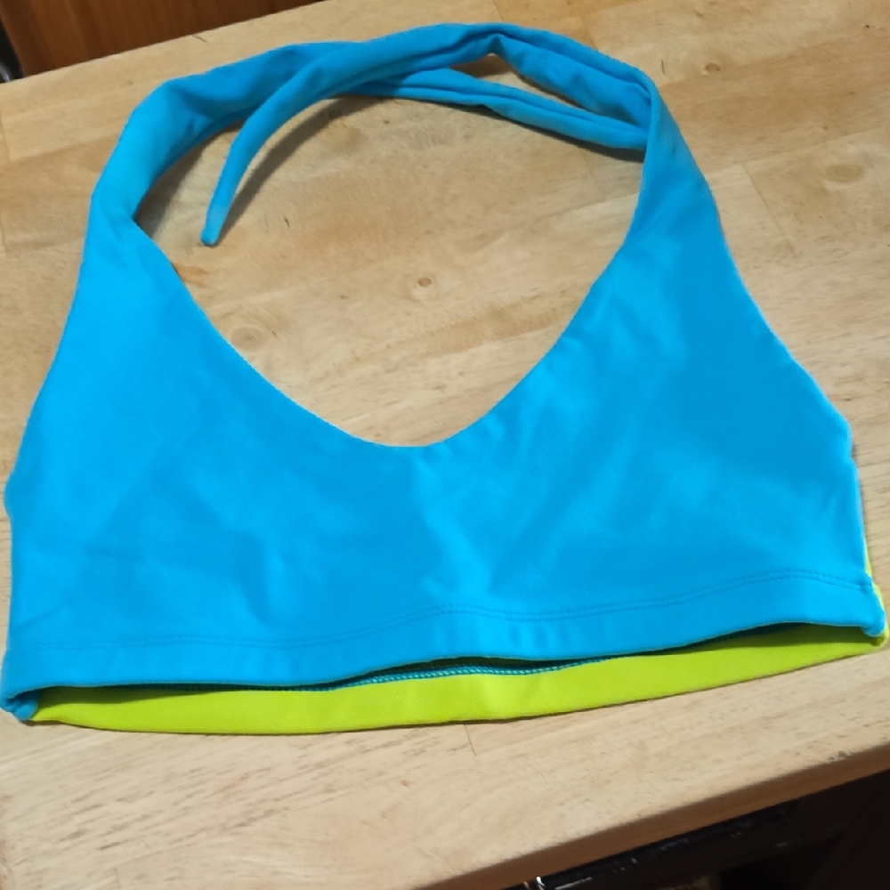 Blue and Yellow Halter Bikini Top